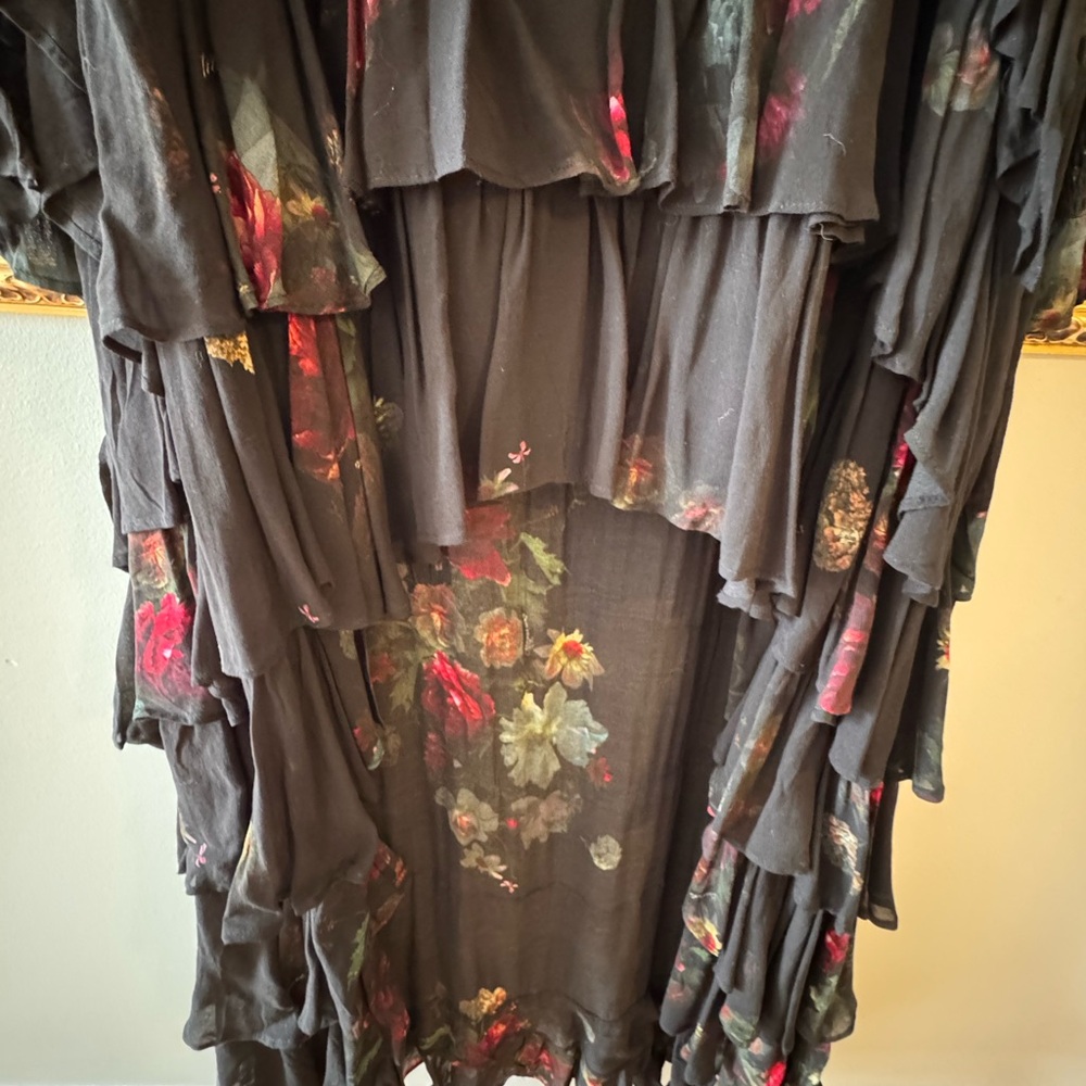 All Saints Black Floral High Low Dress - Picture 7 of 7